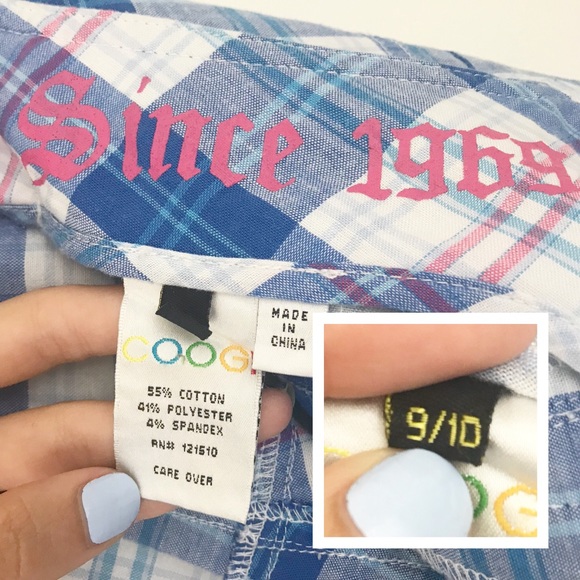  Coogi Plaid High Waist Corset Button Shorts D11 - Picture 8 of 8